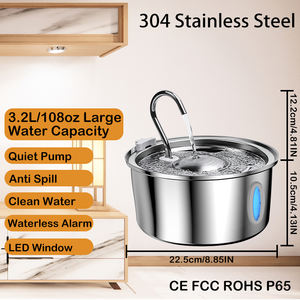 थोक आधुनिक स्मार्ट स्वचालित पालतू कटोरे फीडर अल्ट्रा शांत स्टेनलेस स्टील बिल्ली पानी का फव्वारा सबूत चार्जिंग सीधे चार्ज - Product Image 2