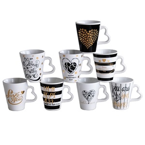 Cổ điển lãng mạn Valentines Mug thiết kế thời trang Mug gốm 11oz sữ<span class=keywords><strong>a</strong></span> gốm Mug với trái tim xử lý - Product Image 3