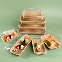 Boîte d'emballage alimentaire jetable en papier kraft recyclable personnalisée pour gâteaux, sandwichs, en-cas à emporter avec couvercle transparent et impression de logo