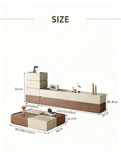 Meuble TV moderne minimaliste en bois blanc marron clair Meubles de salon <span class=keywords><strong>Tapis</strong></span> blanc Armoires de rangement en verre Utilisation dans le hall de bureau - Product Image 4