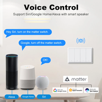 Interrupteur intelligent Wi-Fi Matter, fil neutre en option, interrupteur standard américain, interrupteur à bouton-poussoir, compatible avec Tuya Alexa