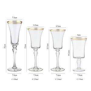 Décoration de mariage bordure dorée coupe à vin rouge fête verrerie pied haut tasse à eau Banquet bord doré tasse à vin blanc - Product Image 6