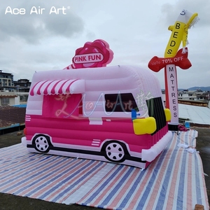 Xách tay Inflatable gian hàng kem xe tải van <span class=keywords><strong>pop</strong></span>-<span class=keywords><strong>up</strong></span> gian hàng thực phẩm ăn uống xe kiosk với đèn LED cho quảng cáo khuyến mãi DJ - Product Image 3