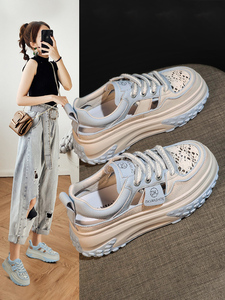 2025 été respirant baskets femmes chaussures décontractées nouveaux Styles dames chaussure en <span class=keywords><strong>cuir</strong></span> véritable baskets femmes hauteur augmentant - Product Image 3