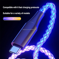 Kabel Data USB Type-C 3-in-1 66W RGB LED Flowing Light Terbaru 2026 dengan Konduktor Tembaga Berlapis Timah untuk IOS & Komputer