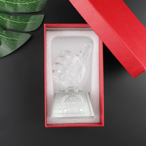 Trofeo de Cristal Transparente Personalizado, Regalo de Agradecimiento, Placa Grabada con Diseño de Mano Haciendo el Dedo en Forma de Úpala, Premio para Papá, Abuelo - Product Image 4