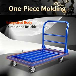 Carretilla <span class=keywords><strong>Plegable</strong></span> de Plataforma Plana de 1500 kg, 130x80 cm, con Tubo Cuadrado Plateado y <span class=keywords><strong>Ruedas</strong></span> de 6 Pulgadas, <span class=keywords><strong>Carro</strong></span> de Carga OEM - Product Image 3