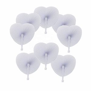 Fairy Blank White Heart Shape Folding Handheld <b>Paper</b> Hand <b>Fans</b> Plastic Handles Customized Colors DIY Painting for - Product Image 1