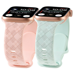 Fashion Sports Uhren armband Laser Grid Graviertes weiches Silikon kautschuk Hübsches Armband für Apple Watch Ultra 2 Serie 9 8 7 6 5 4 SE 3 - Product Image 2
