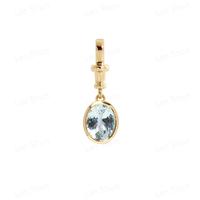 Collier personnalisé étanche en acier inoxydable 316L plaqué or PVD avec fermoir avant ovale Aqua CZ pour femme, cadeau pierre de naissance