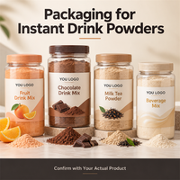 Emballage personnalisé pour poudre de boisson, pot en PET transparent à large ouverture avec couvercle pour mélange de fruits, chocolat, lait, thé, boissons, vente en gros