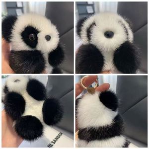 Fashion Cartoon Plush Pendant Panda Kawaii Plush Keychains Toys Stuffed Animal Toys Faux Mink Fur Panda Bag Charm Doll <b>Key</b> <b>Chain</b> - Product Image 5