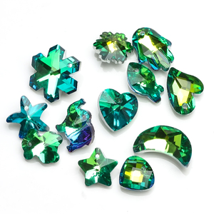 Zhubi Multi Shapes Blue <strong>Emerald</strong> Pendant Glass <strong>Beads</strong> Elegant Butterfly Star Fish <strong>Drop</strong> Heart Crystal <strong>Beads</strong> for Jewelry Making - Product Image 1