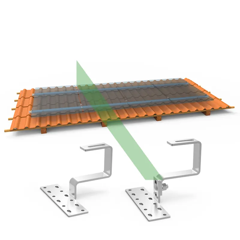 SOLARACKS Residential Solar Racking System Adjustable Stainless Steel Hook Clay Tile Roof Aluminum Rail Mounting Kit