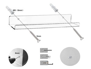 24-inch dài rõ ràng Acrylic nổi Kệ febwind tường gờ tường vô hình treo tường nổi kệ sách U hình dạng kệ tường - Product Image 3