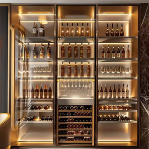 Mueble Bar de Hierro Moderno y Lujoso Personalizado, Estante para Botellas de Vino de Madera - Product Image 1