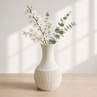 Vases à fleurs sculpturaux blancs mats de style nordique ARM LVG, centre de table, texture tricotée moderne, vase en céramique, contenants floraux