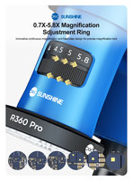Microscopio Estéreo SUNSHINE R360 Pro Ajustable con Zoom de 0.7-5.8X, Pantalla Dual 4K HD para Reparación de Teléfonos, Luz LED de Anillo, Base Magnética