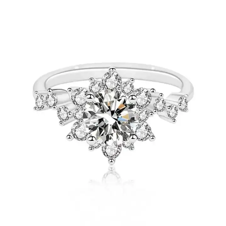 Hoge Kwaliteit Fijne Sieraden 925 Sterling Zilveren Ontwerp Bruiloft 0.5ct 1ct Moissanite Diamanten Verlovingsringen Vrouwen