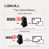 LONVILL Lector de Códigos de Barras 2D Inalámbrico con Luz de Inducción de Tres Colores, Millones de Píxeles y Batería de 2000 mAh para Puntos de Venta Minorista