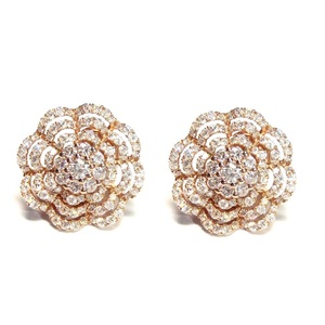 Boucles d'oreilles clous Grace Bridal en or blanc 18 carats avec diamants roses SI, design trèfle, style vintage, cadeau pour mariage, anniversaire, fête, or rose - Product Image 1