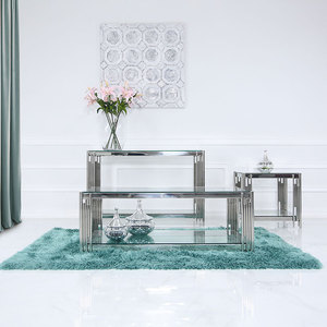 <span class=keywords><strong>Table</strong></span> <span class=keywords><strong>basse</strong></span> moderne en acier inoxydable chromé argenté avec plateau en <span class=keywords><strong>verre</strong></span>, <span class=keywords><strong>table</strong></span> centrale, <span class=keywords><strong>table</strong></span> à thé pour le salon - Product Image 5