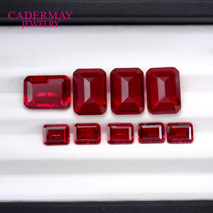 Cadermay Jewelry Pigeon Blood Red Cultured Ruby Rectangle Loose Stone For Ring Making Synthetic Corundum Gemstone - Product Image 2