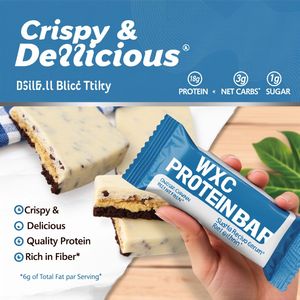 Échantillon gratuit de <span class=keywords><strong>barre</strong></span> <span class=keywords><strong>protéinée</strong></span> croustillante pour biscuits et crème, 12 pièces | 18g de protéines, 1g de <span class=keywords><strong>sucre</strong></span>, 3g de glucides nets, <span class=keywords><strong>sans</strong></span> gluten, Keto Friendly - Product Image 2