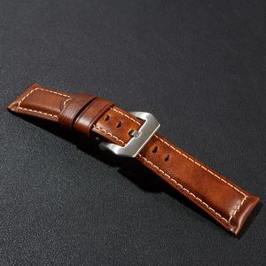 Bracelet de montre en cuir italien vintage huilé et ciré pour homme, 20mm/24mm, vente en gros - Product Image 5