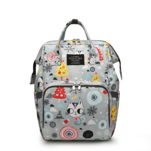Fox Castle Impresión de dibujos animados Mochila multifuncional de gran capacidad Poliéster impermeable Maternidad y bolsa de pañales para bebés - Product Image 2