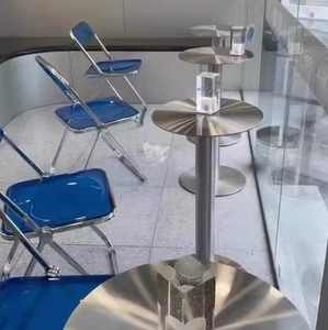 BILIDO Fast Food Stainless Steel <b>Table</b> and <b>Chair</b> Combination Coffee Shop Milk Tea BBQ Restaurant Acrylic <b>Folding</b> - Product Image 4