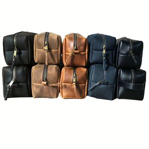 Neceser de Viaje para Hombre, de Cuero Genuino, Impermeable, Grande, con Cierre de Cremallera y Diseño de Letras, Estilo Táctico y Moderno - Product Image 2