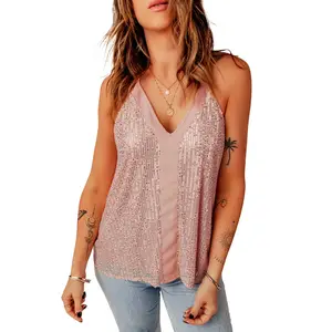 Women's Fashionable Sequins Adjustable strapped Cami Top