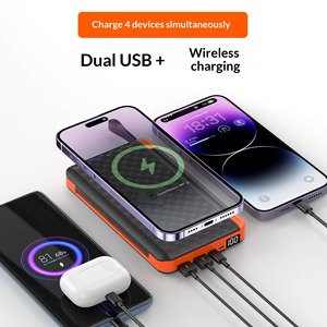แบตสำรองพลังงานแสงอาทิตย์แบบพับได้ 10000mAh/20000mAh ที่ชาร์จไร้สาย ช่องเสียบ USB คู่ Type-C ไฟฉาย LED สำหรับตั้งแคมป์กลางแจ้งและกรณีฉุกเฉิน - Product Image 3