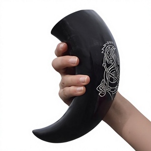 B.S INTERNATIONAL Tasse décorative en corne de bœuf antique pour boire du vin ou de la bière, forme personnalisée, écologique, passe au lave-vaisselle, style américain - Product Image 3
