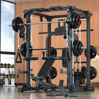 PINJIAN Squat Smith Machine Cable Crossover Équipement de musculation Outil d'entraînement sportif Entraînement des bras et de la poitrine Ensembles de remise en forme complets