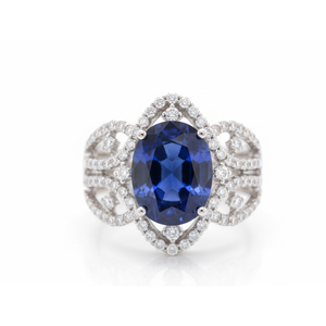 Bague personnalisée en or massif 10K/14K/18K avec pierre précieuse ovale et diamant de laboratoire qualité VVS-VS taille brillant, bijou de mode - Product Image 1