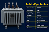 S13 500KVA Tam Bakır Sargılı Yağlı Tip Dağıtım Trafosu 20kV/0.4kV 3 Faz Enerji Tasarruflu IEC CE