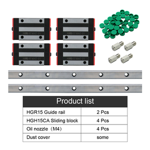 2 ensembles de rails de guidage linéaire HGR15 de 1000 mm avec 4 blocs coulissants carrés HGH15CA pour machine de gravure CNC - Product Image 2
