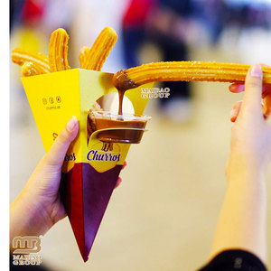 Support <span class=keywords><strong>en</strong></span> papier personnalisé imprimé pour churros de qualité alimentaire, emballage pour churros, <span class=keywords><strong>cornet</strong></span> à glace pour restaurant de rue à emporter - Product Image 5