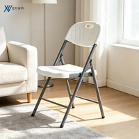 Chaise pliante en plastique blanc avec cadre en métal chromé, portable, pour étudiants, dortoir, salle de classe, bureau