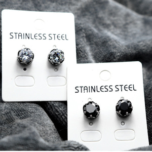 yunnique <b>Stud</b> <b>Earrings</b> Crown Shape Zircon Stones Claw Setting <b>Black</b> And White Fashion Jewelry - Product Image 2