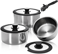 Ensemble de casseroles et poêles en acier inoxydable de qualité supérieure, avec poignée amovible, compatible induction, qualité export