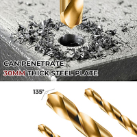 Jeu de 13, 19 ou 25 forets hélicoïdaux en cobalt HSS M35 pour acier inoxydable et fonte, emballage en boîte métallique