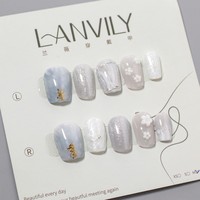 RONIKI Uñas Postizas Largas Tipo Ataúd, Uñas Artificiales de Lujo Hechas a Mano, Curadas con UV, Reutilizables, para Fiestas y Bodas, Venta al Por Mayor