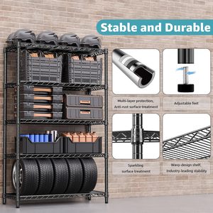 Estante de almacenamiento de acero inoxidable resistente de 5 capas, Unidad de estantes cromados ajustables para cocina, garaje, sala de estar, Organizador - Product Image 4