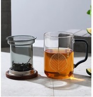 Tasse à thé en verre artisanal résistant à la chaleur avec infuseur et couvercle 400 ml, design minimaliste pour thé en vrac – Vente en gros