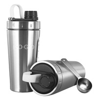 Gourde isotherme à double paroi en acier inoxydable de 600 ml avec boule métallique pour shaker de protéines, bouteille d'eau pour la salle de sport