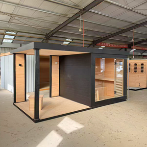 Sauna Cuadrada <span class=keywords><strong>de</strong></span> Cedro Rojo Canadiense <span class=keywords><strong>de</strong></span> Lujo, Cabina <span class=keywords><strong>de</strong></span> Sauna Grande para Jardín Exterior Comercial con Pared <span class=keywords><strong>de</strong></span> Vidrio Panorámica Completa - Product Image 6