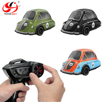 CQZNRC Mini 1:43 2.4G 4WD Véhicule télécommandé semi-proporcional pour drift, avec vitesse maximale de 15 km/h, éclairage LED, voiture de drift RC vintage, jouet de loisir
